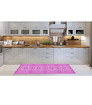 Пътека в розово с бял принт 180х52 см снимка