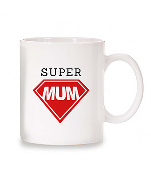 Керамична чаша с принт Super mum снимка