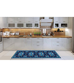 Постелка в тъмносиньо с етно принт 180х52 см снимка