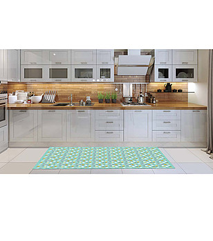 Постелка в цвят мента с принт 180х52 см снимка