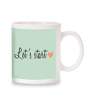 Керамична чаша с надпис Let's start снимка