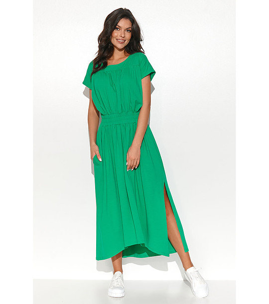 Дълга зелена памучна рокля Sari снимка