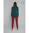 Памучна дамска пижама в зелено и червено Santa-1 снимка