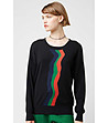 Дамски пуловер в черен цвят с контрастни линии Jaci-0 снимка