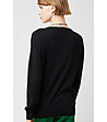 Дамски пуловер в черен цвят с контрастни линии Jaci-1 снимка