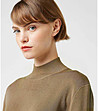 Дамски пуловер в нюанс цвят каки с висока яка Мali-2 снимка