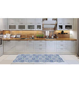 Пътека в синьо и бяло с притн 180х52 см снимка