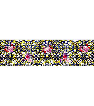 Пътека с многоцветен принт и флорални мотиви 180х52 см снимка