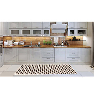 Пътека с фигурален принт в бежово и кафяво 180х52 см снимка