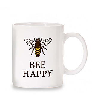 Керамична чаша с принт Bee Happy снимка