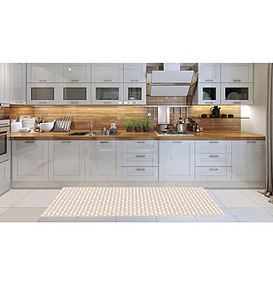 Пътека в бежово с принт в бяло 180х52 см снимка