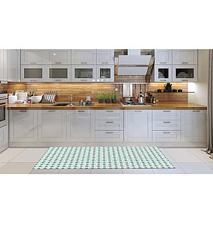 Пътека с флорален принт в цвят мента 180х52 см снимка