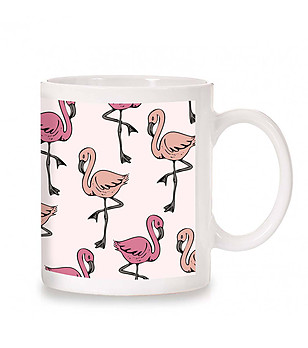 Керамична чаша с принт Фламинги снимка