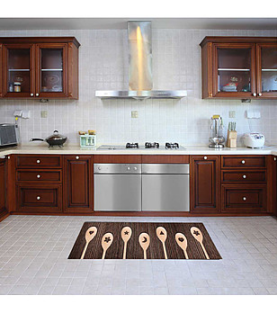 Кафява постелка с принт 180х52 см снимка