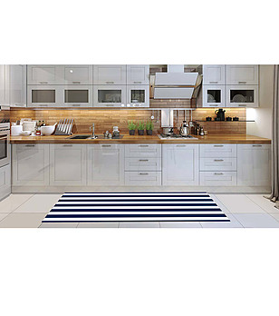 Пътека на райе в тъмносиньо и бяло 180х52 см снимка