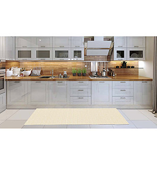 Пътека в бяло и бежово 180х52 см снимка