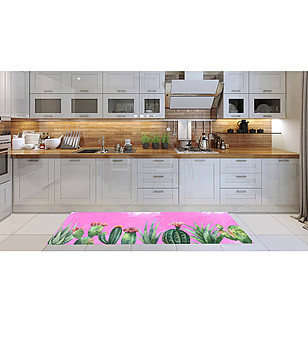 Розова пътека с принт Кактуси 180х52 см снимка
