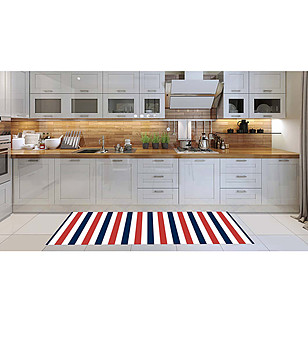 Постелка на райе в бяло, червено и тъмносиньо 180х52 см снимка