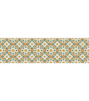 Пътека в жълто и синьо с принт 180х52 см снимка