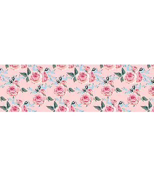 Розова пътека с флорален принт 180х52 см снимка