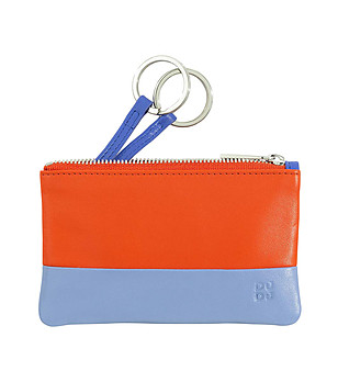 Кожено портмоне за ключове в оранжево и синьо Kimolos снимка