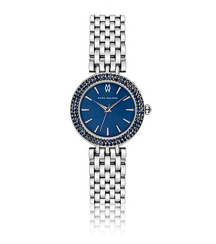 Сребрист дамски часовник със сини камъчета Paige снимка