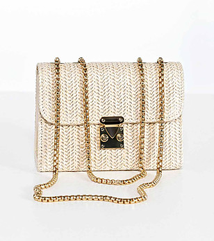 Мини дамска чанта в бежово Maria снимка