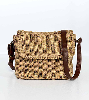 Кафява дамска чанта с тъмнокафява презрамка Ashley снимка