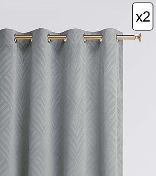 Комплект от 2 сиви Blackout плътни кадифени завеси с фигурални мотиви 140х280 см снимка