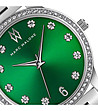 Сребрист дамски часовник със зелен циферблат Shelby-1 снимка