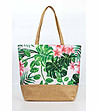 Дамска плажна чанта с принт в зелено и розово Vivian-0 снимка