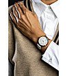 Розовозлатист дамски часовник с бяла каишка Letizia-3 снимка