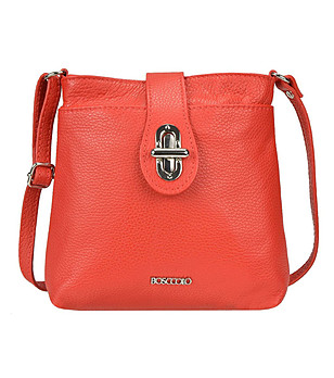 Червена дамска чанта за рамо от естествена кожа Tanita снимка