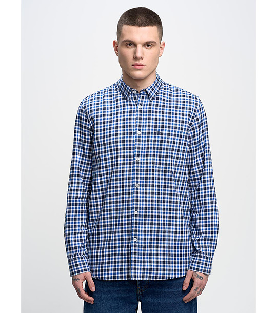 Мъжка памучна риза на каре в сини нюанси и бяло Hamiltes снимка