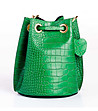 Зелена дамска кожена чанта с кроко релеф Tanita-1 снимка