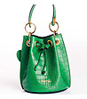 Зелена дамска кожена чанта с кроко релеф Tanita-2 снимка