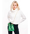 Зелена дамска кожена чанта с кроко релеф Tanita-4 снимка
