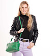 Дамска кожена чанта за рамо в зелено Federica-0 снимка