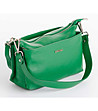 Дамска кожена чанта за рамо в зелено Federica-3 снимка
