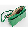 Дамска кожена чанта за рамо в зелено Federica-4 снимка