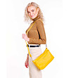 Жълта дамска кожена чанта за рамо Federica-0 снимка