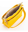 Жълта дамска кожена чанта за рамо Federica-4 снимка