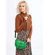 Зелена дамска кожена чанта с презрамка Ivon-0 снимка