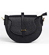 Черна дамска кожена чанта с презрамка Ivon-1 снимка