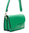 Зелена дамска кожена чанта с асиметричен капак Pola-3 снимка