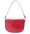 Червена дамска кожена чанта с кроко релеф Valerie-2 снимка