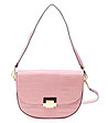 Розова дамска кожена чанта с кроко релеф Valerie-1 снимка