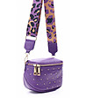 Дамска кожена чанта в лилаво с декоративни капси Berta-3 снимка