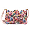 Многоцветна дамска кожена чанта с флорални мотиви Mariela-1 снимка
