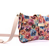 Многоцветна дамска кожена чанта с флорални мотиви Mariela-4 снимка